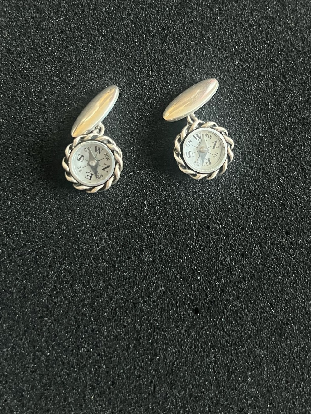 Vintage Sterling silver Compass Chain-link Cufflinks